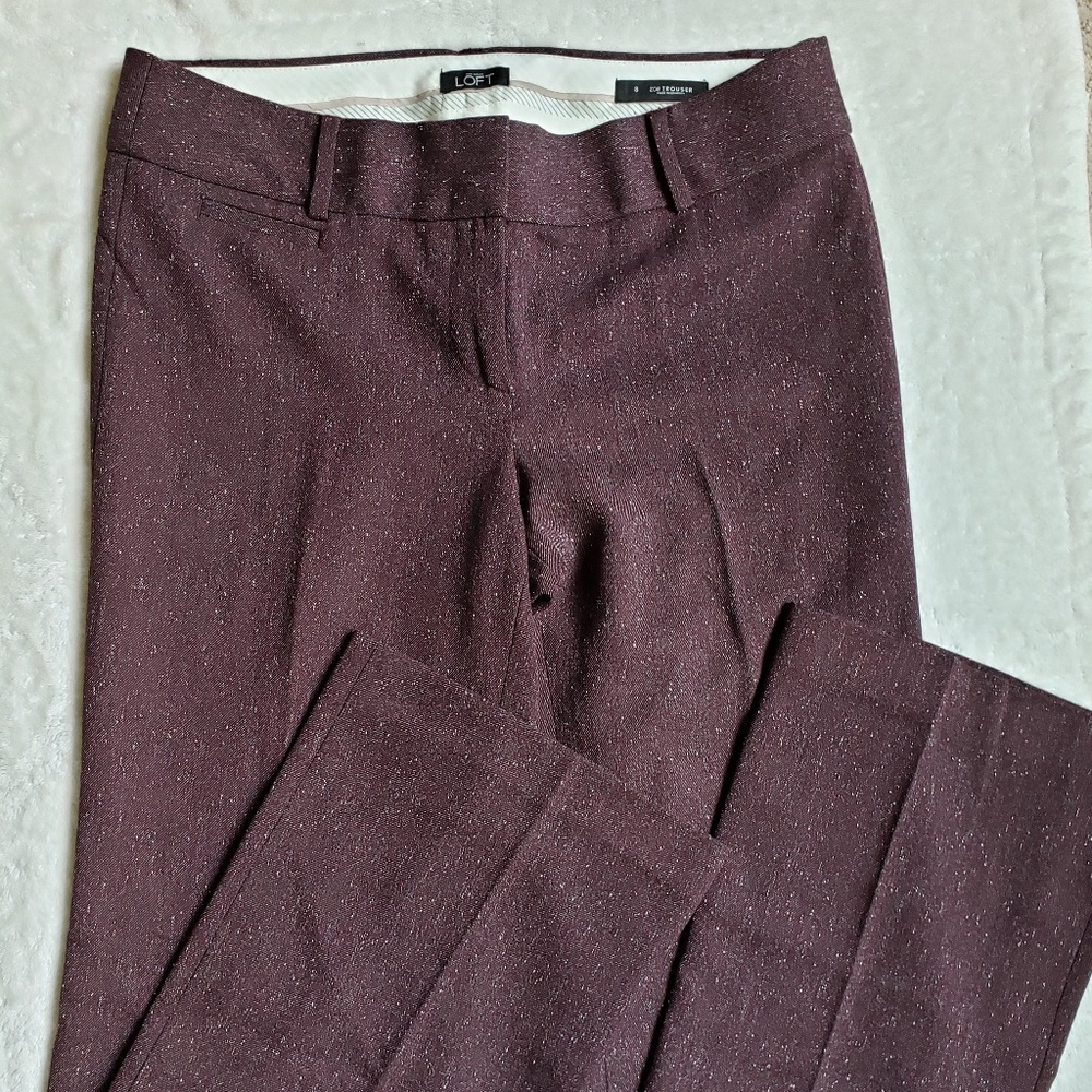 LOFT Zoe Trouser Leg Pants in Snowy Twill
